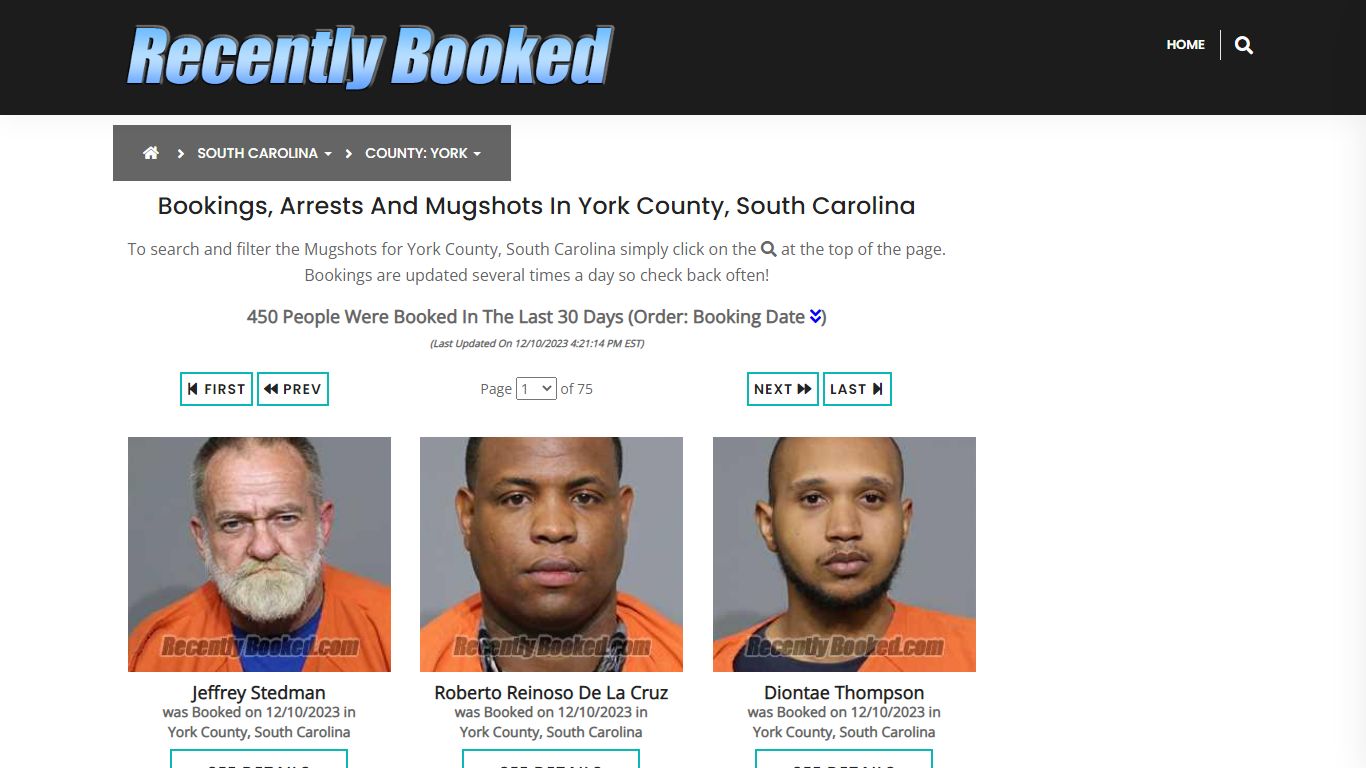 Bookings, Arrests and Mugshots in York County, South Carolina